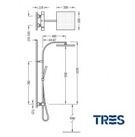 MEDIDAS COLUMNA DUCHA TERMOSTATICA CUADRO TRES